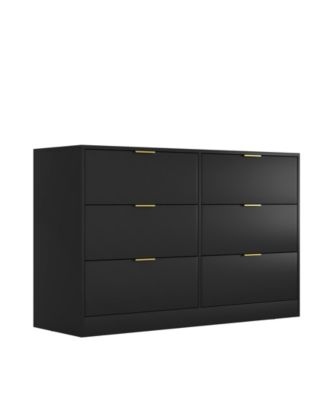 Simply Modern 6 Drawer Dresser Wood for Bedroom Living Room Hallway Entryway