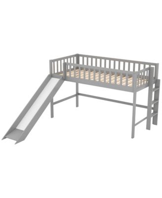 Low Loft Bed With Ladder And Slide Pine Wood MDF Construction