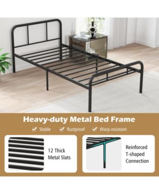 Modern Metal Bed Frame with Curved Headboard