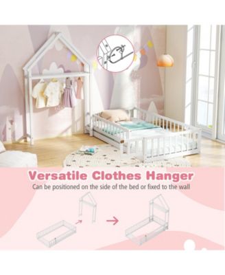 Twin House Floor Bed with House Shaped Headboard