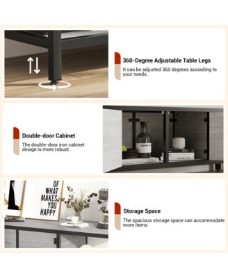 TV Stand for TV Up to 75 Inches, TV Console with 2 Closed Storage Spaces and Open Shelves