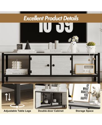 TV Stand for TV Up to 75 Inches, TV Console with 2 Closed Storage Spaces and Open Shelves