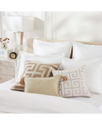 Greek Key Embroidered Pillow – Linen & Cotton Blend