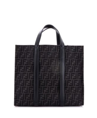 Large Convertible Open Tote Zucca Jacquard Fabric and Leather