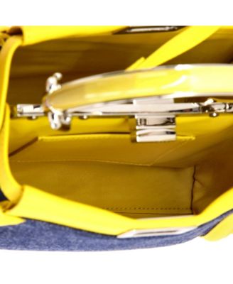 Mini Peekaboo Bag Denim with FF Leather Applique