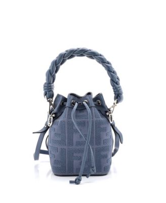 Mini Woven Handle Mon Tresor Bucket Bag Zucca Embroidered Canvas