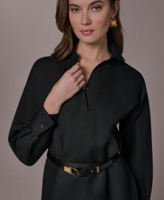 Women's Long-Sleeve Belted Dress