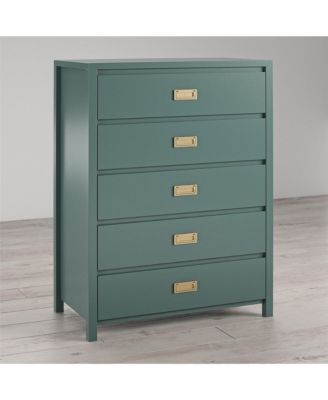 Contemporary 5 Drawer Dresser Maple Finish Sturdy Construction for Bedroom Living Room Storage