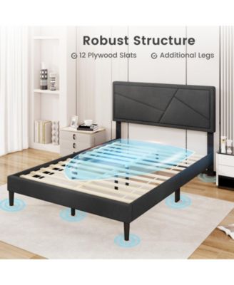 Upholstered Platform Bed Frame with High Headboard