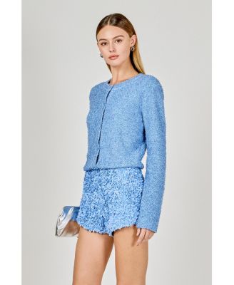 Women's Textured Buttoned Sweater Cardigan