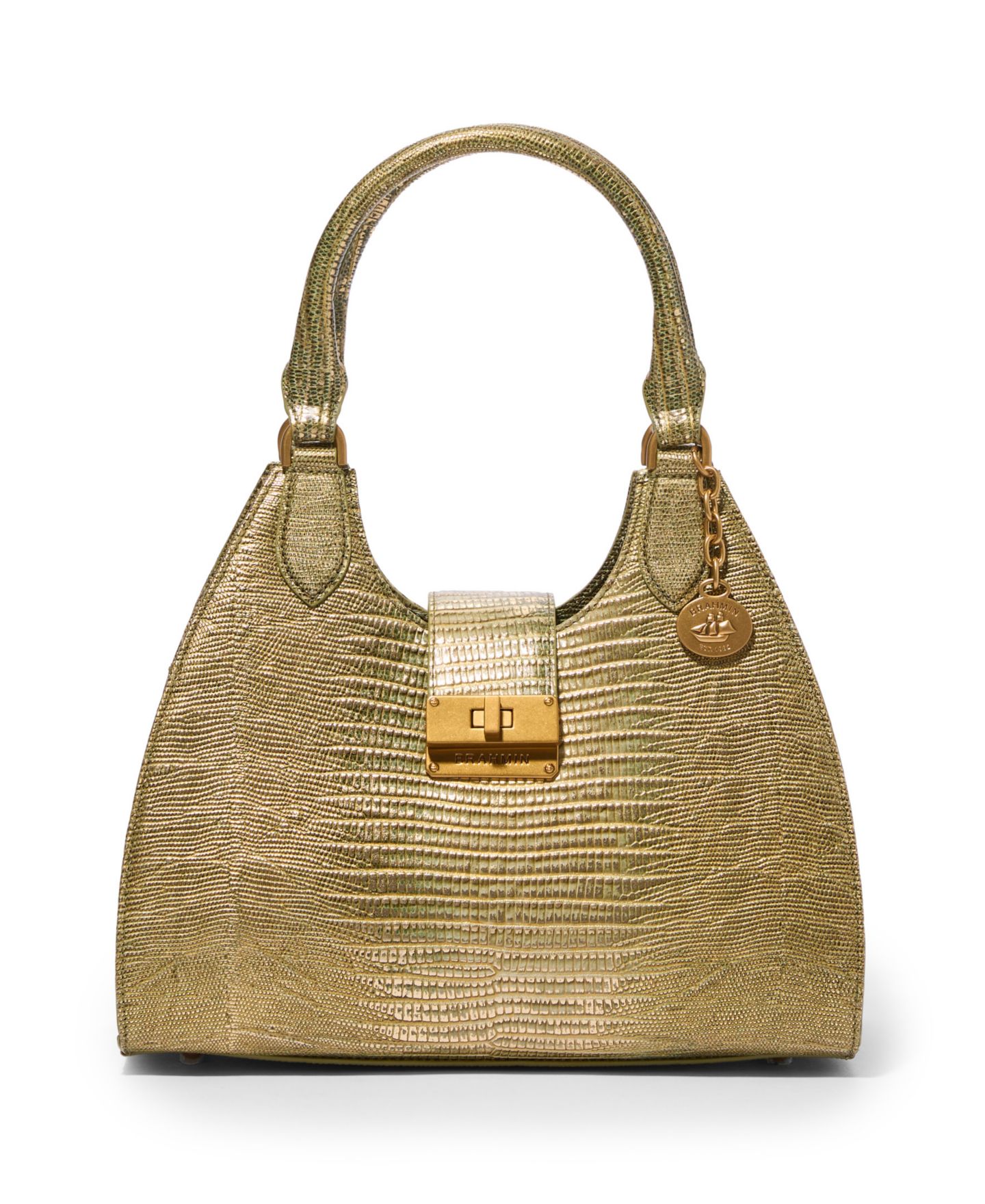 Женская сумка Brahmin Adrian Bachata Small Leather Satchel, цвет: Оливковый — фото 5