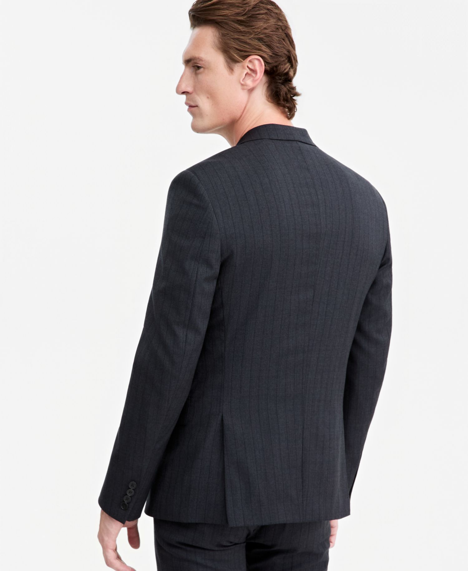 Mens Slim-Fit Wool-Blend Pinstripe Suit Jacket