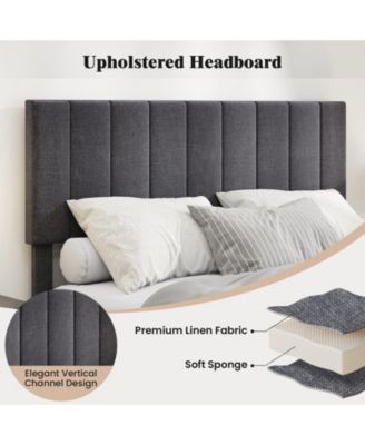 Velvet Upholstered Platform Bed with Adjustable Headboard
