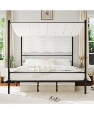 Metal Canopy Bed Frame with Durable Slat Support