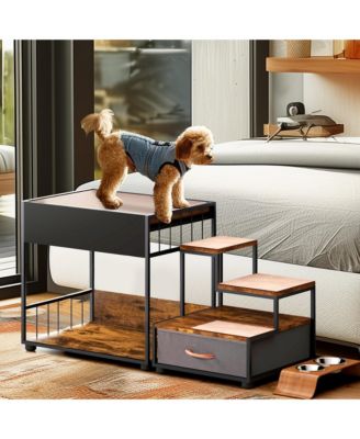 Vintage Pet Window Perch – Bunk Bed Style Elevated Lounge with Non-Slip Pads & Storage, for Dogs & Cats