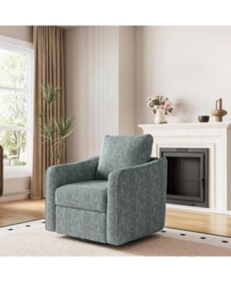Accent Chair for Living Room, 360° Swivel, Modern Linen Armchair, Comfy Upholstered Seat, Single Sofa
