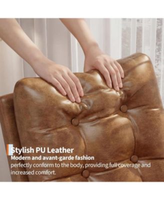 High Backrest Rocking Chair, Modern PU Leather Upholstered, Wood Legs, Lounge for Living Room, Bedroom