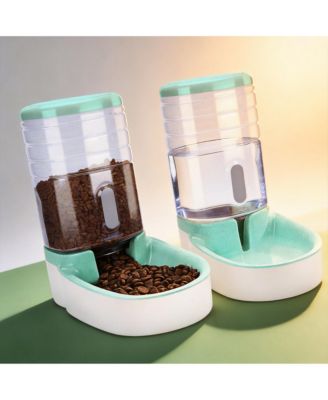 Automatic Dog Cat Feeder & Water Dispenser Set Gravity Fed Large BPA Free