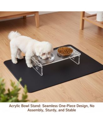 Elevated Pet Feeder Stand with Stainless Steel & Glass Bowls for Small/Medium Dogs Cats