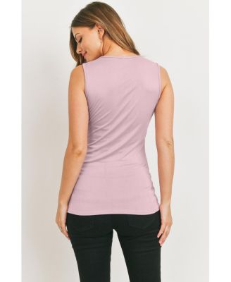 Maternity Sleeveless Ruched V-Neck Wrap Nursing Tank Top