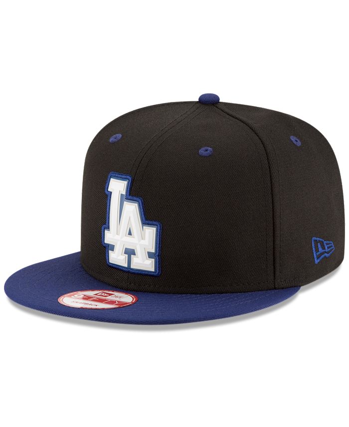 New Era Los Angeles Dodgers Beveled Rubber Logo 9FIFTY Snapback Cap ...