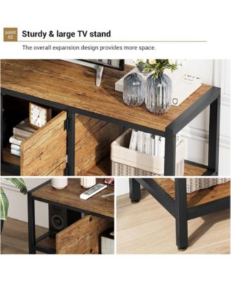 58" TV Stand for up to 65", Entertainment Table with Adjustable Legs, Open Shelves & Doors, Entryway