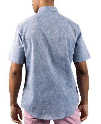 Men's Yarn Dyed Melange Linen Short Sleeve Shirt