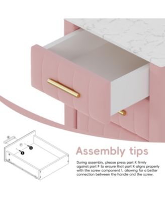 Elegant Modern Wooden Nightstand with 3 Drawers Neutral Finish Bedside Table for Bedroom Living Room