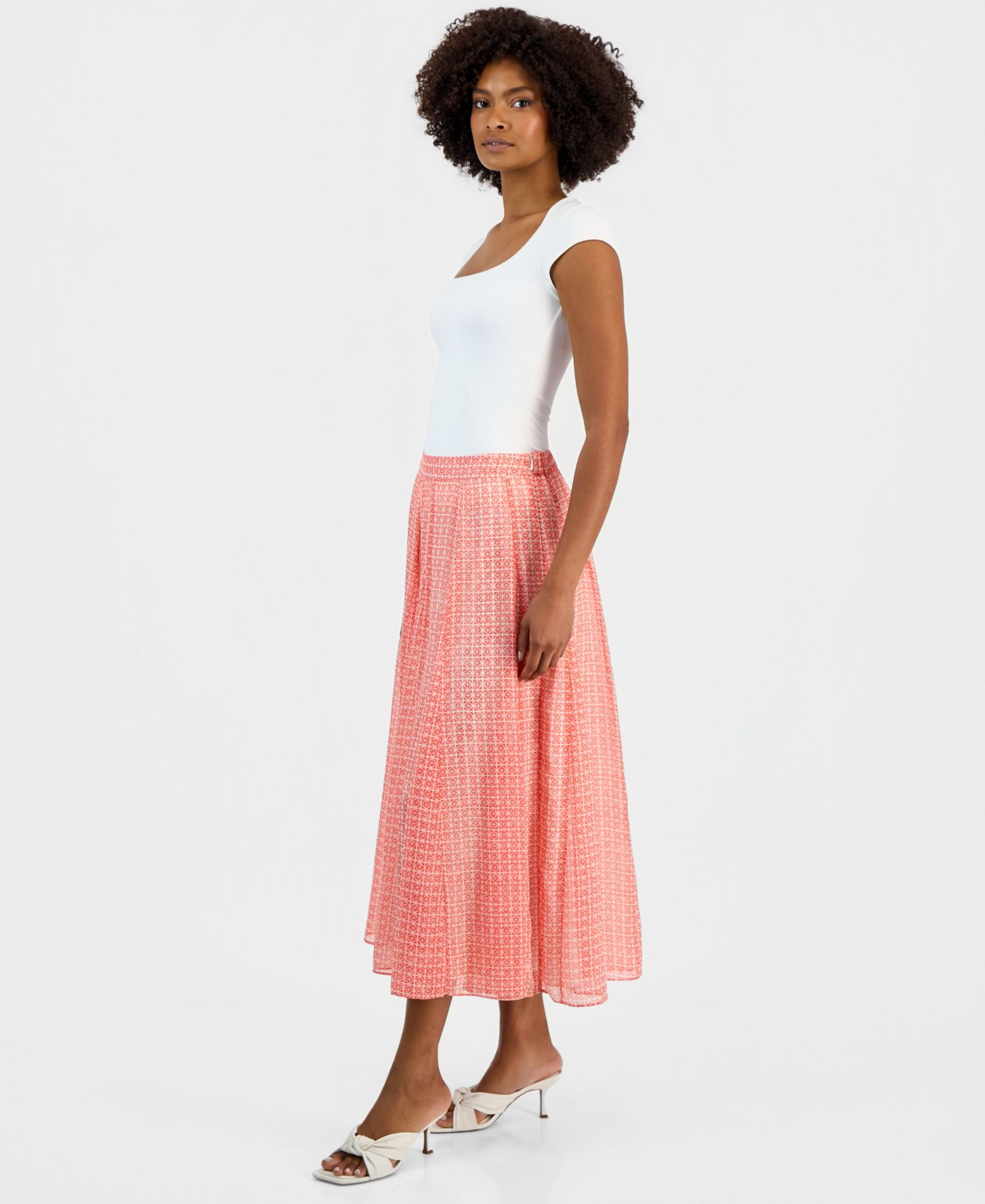 Женская юбка Vince Camuto Pull-On Pleated-Waist, цвет: Красный — фото 4