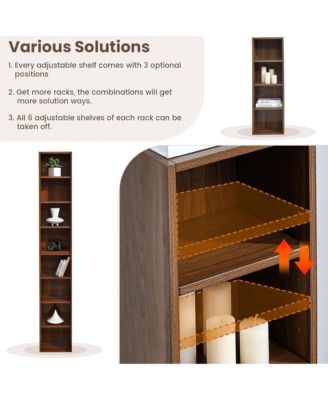 8-Tier Tall Narrow Bookshelf, Slim Storage Cabinet & Display Bookcase with Adjustable Shelves for Living Room, Office