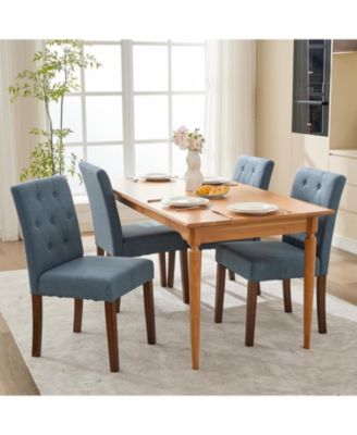 Parsons Button Tufted Dining Chairs Set of 4, Upholstered Fabric Chairs with Wood Legs