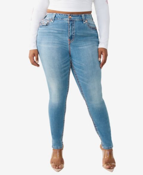 Женские джинсы True Religion Plus Size Jennie Mid-Rise Skinny Super T-Flap, цвет: Средняя варка