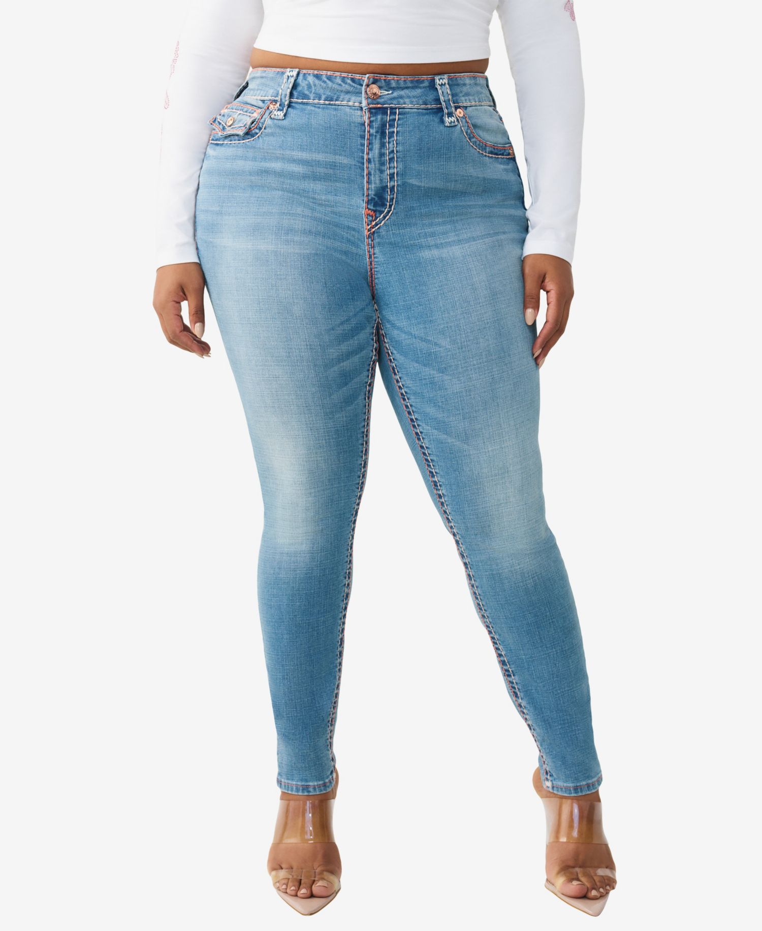 Plus Size Jennie Mid-Rise Skinny Super T Flap Jeans
