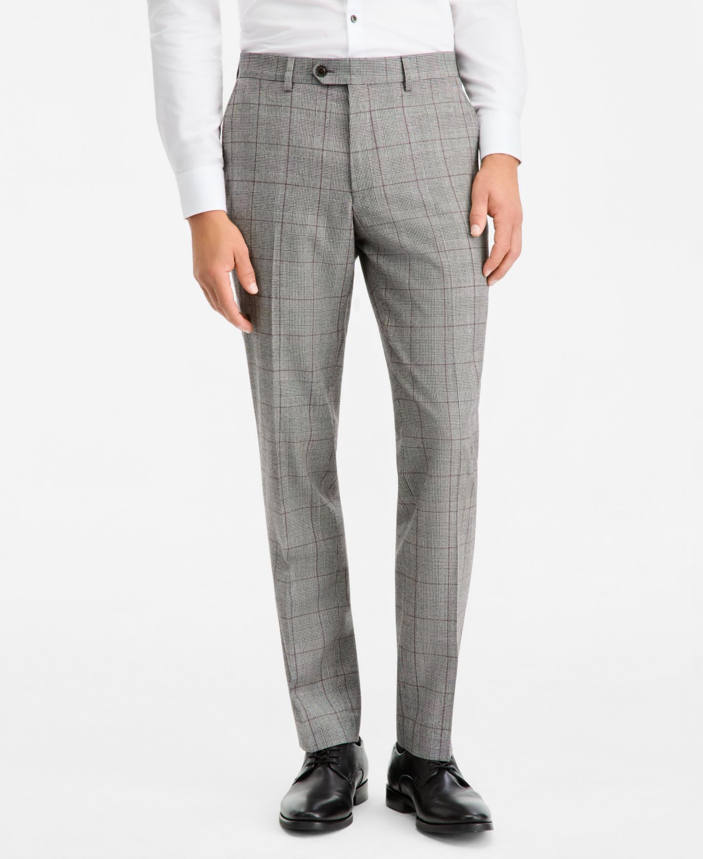 Мужские брюки Ted by Ted Baker Modern-Fit Gray & Wine Plaid Suit Separate, цвет: Серый — фото 3