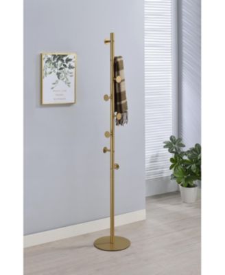 Modern Freestanding Hat & Coat Stand Metal Floor Coat Rack with Multiple Hooks, Heavy Round Base, Space-Saving Design