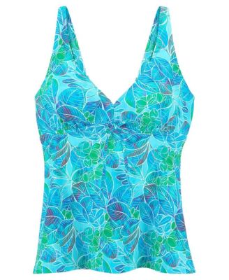 Women's Tropical Print Underwire Tankini Swimsuit Top Cup Sizing