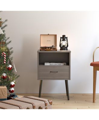 Luxurious Contemporary Nightstand with Storage Space Glass Top Bedroom Storage Furniture