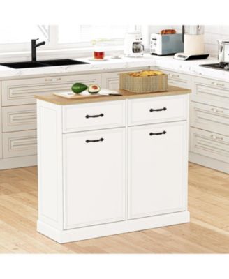 Trash Cabinet Tilt Out, Hidden Trash Storage Cabinet 10 gal, Freestanding White Garbage Can Cabinet for Kitchen Dining Living