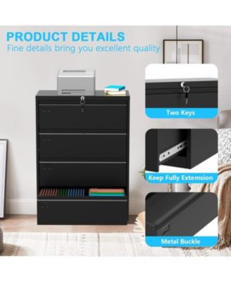 4 Drawer Lateral File Cabinet with Lock, 52"H Metal Filing Cabinet for Home Office & Business Use Legal, A4, F4 Files, 320 LB Weight