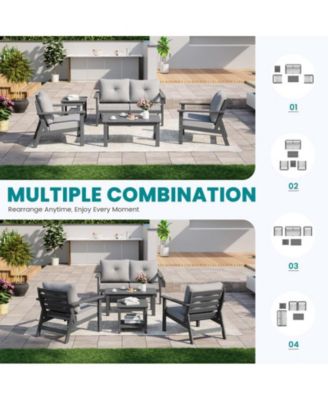 Piece HDPE Weather-Resistant Outdoor Patio Conversation Seating Set