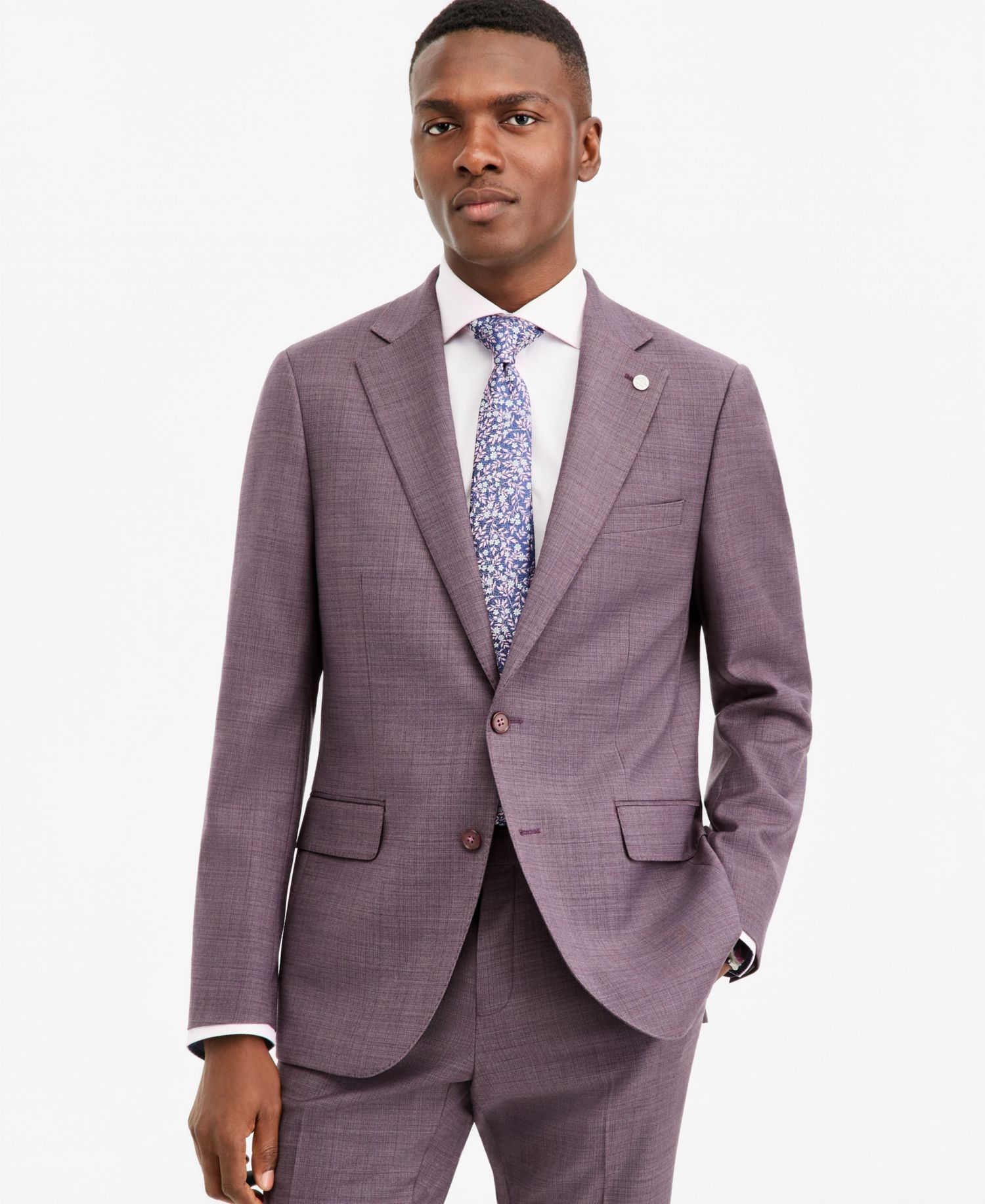 Men's Modern-Fit Purple Solid Suit Separate Pants