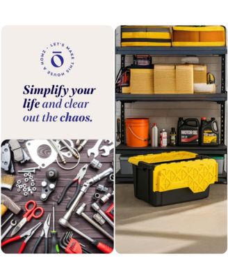 Durbilt 15 Gal Storage Containers Tough Flip Lid Bins, 6 Pack, Black/Yellow