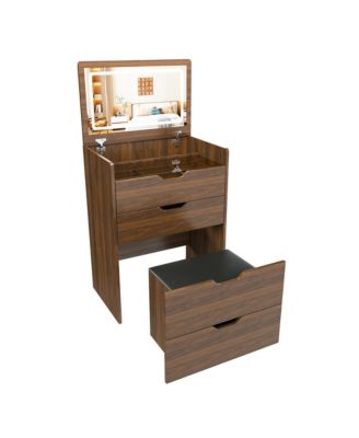 Elegant Modern Wooden Nightstand with Storage Space Finish Bedside Table for Bedroom Living Room
