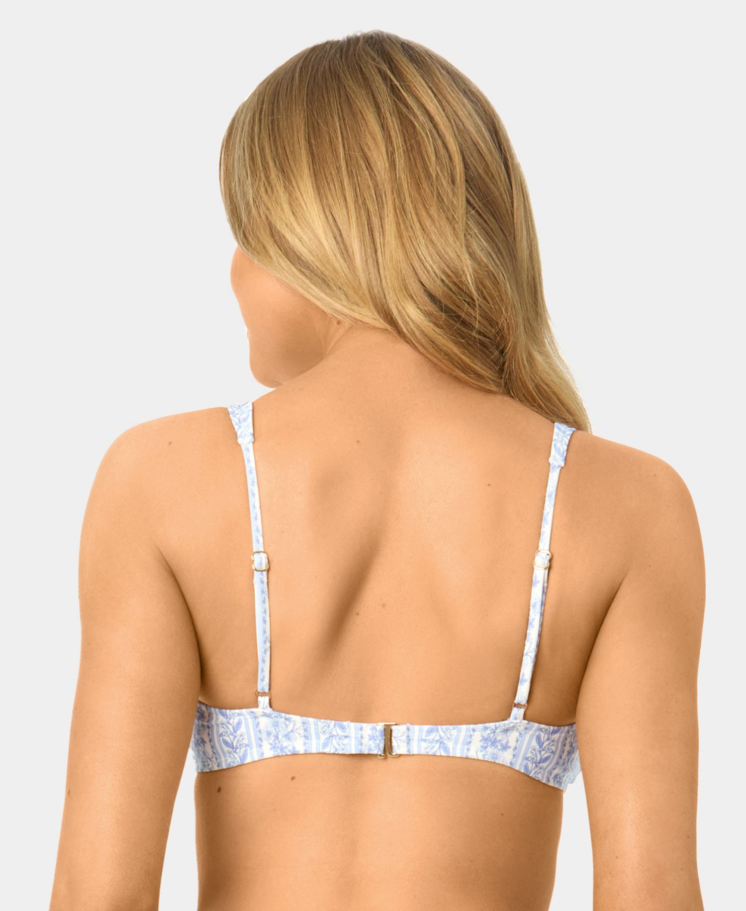Women's Toile Stripe Knot Front Swim Bikini Top