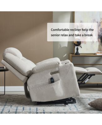 Power Lift Recliner Chair with 8-Point Massage & Heating 350 lbs Capacity USB/Type-C Ports and Cup Holders