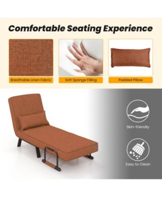 Folding 6 Position Convertible Sleeper Bed Armchair Lounge Couch with Pillow