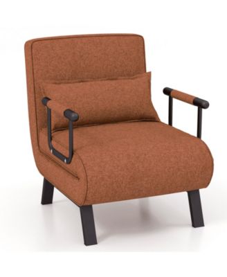 Folding 6 Position Convertible Sleeper Bed Armchair Lounge Couch with Pillow