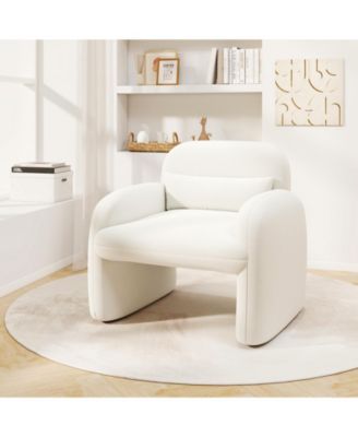 Modern Accent Chair with Waist Pillow and Armrests for Living Room Bedroom