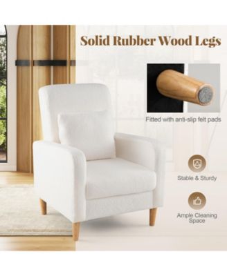 Modern Upholstered Sofa chair with Lumbar Pillow and Teddy Fleece Cover