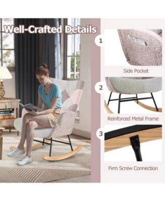 Nursery Rocking Chair with Ergonomic Armrests and High Backrest for Living Room